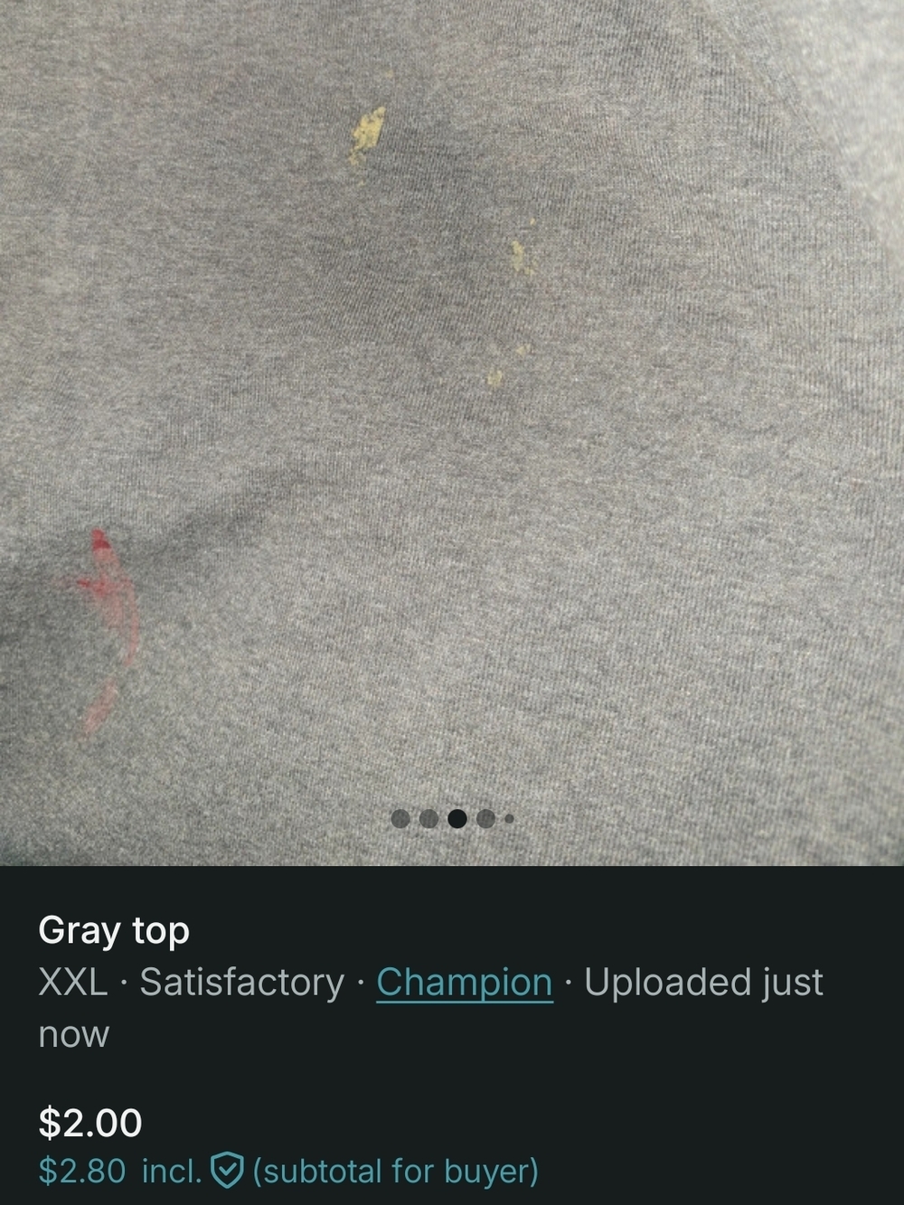 Champion Gray Tank with Yellow and Red Paint Accents